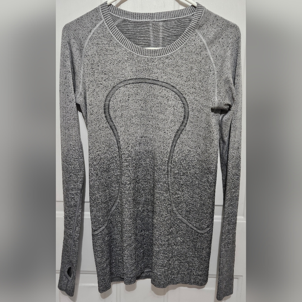 Lululemon Swiftly Tech Long Sleeve 2.0 Ombre Grey Size 10 Running Top Thumbholes